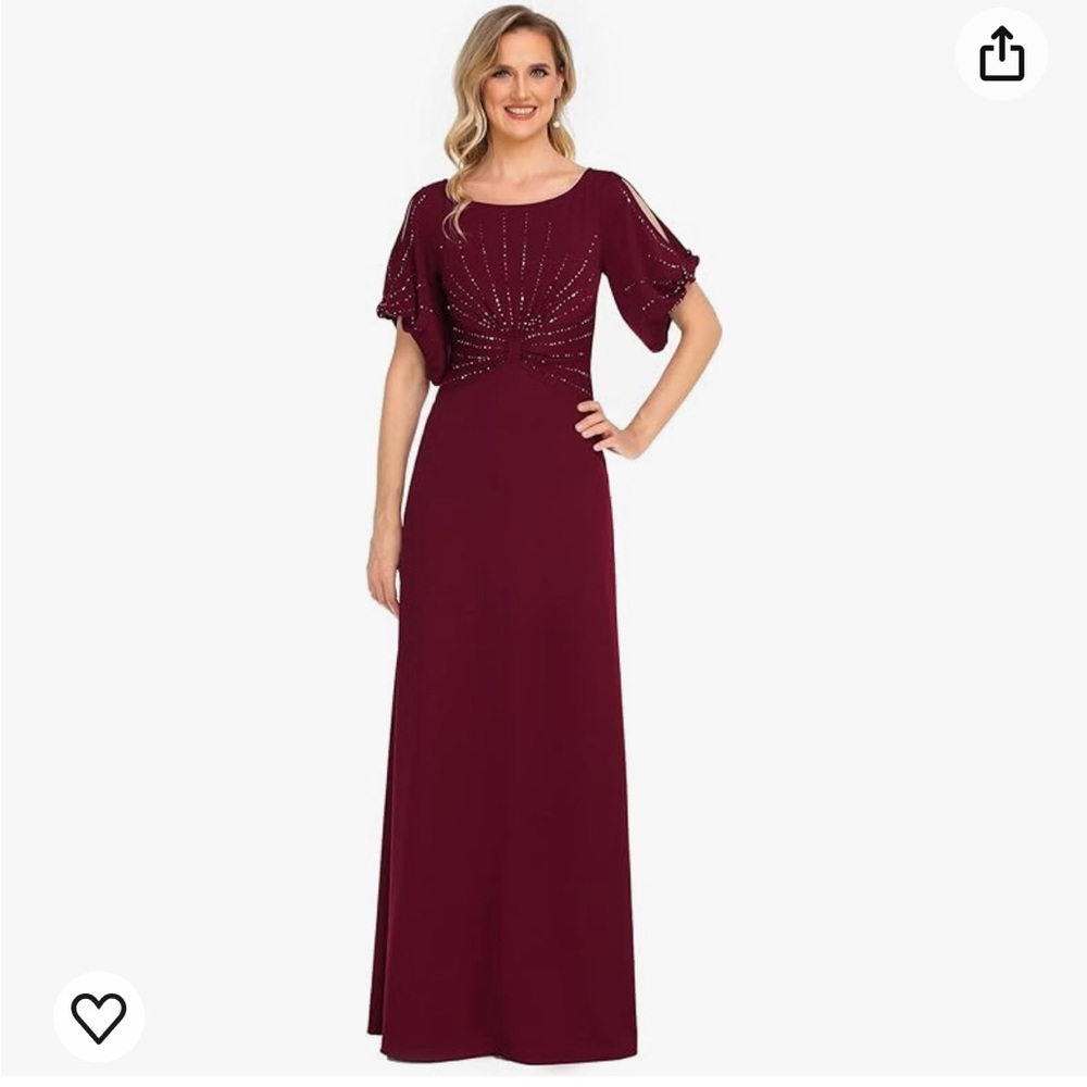 Elegant Burgundy Maxi Dress with Embellished Bodice